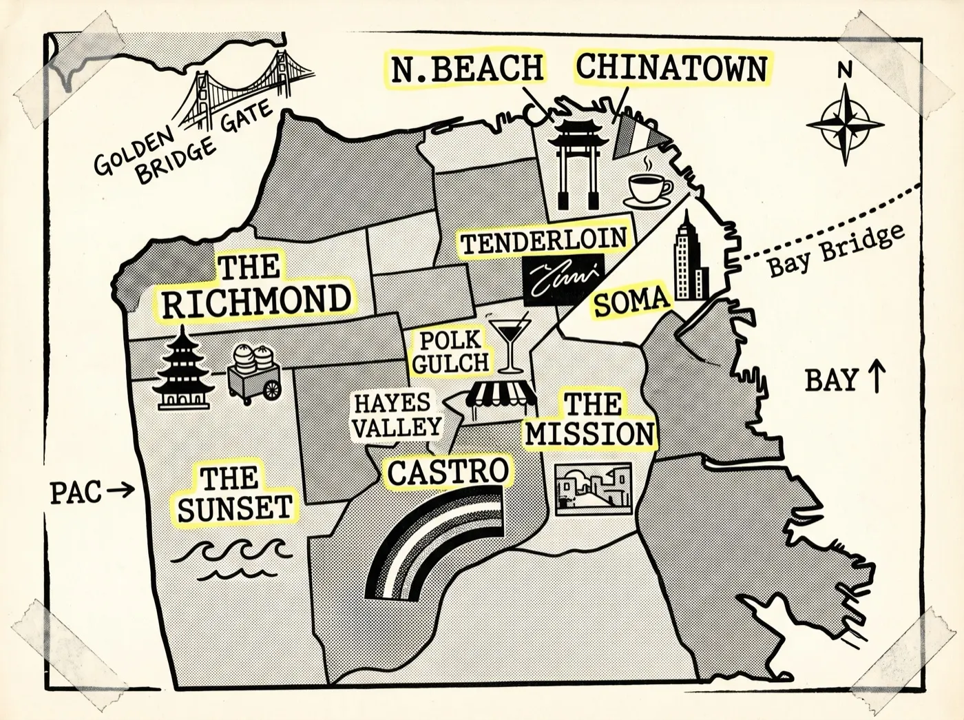 San Francisco neighborhoods — zine map