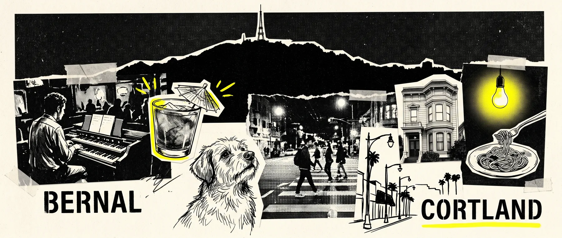 Bernal Heights — late-night zine collage
