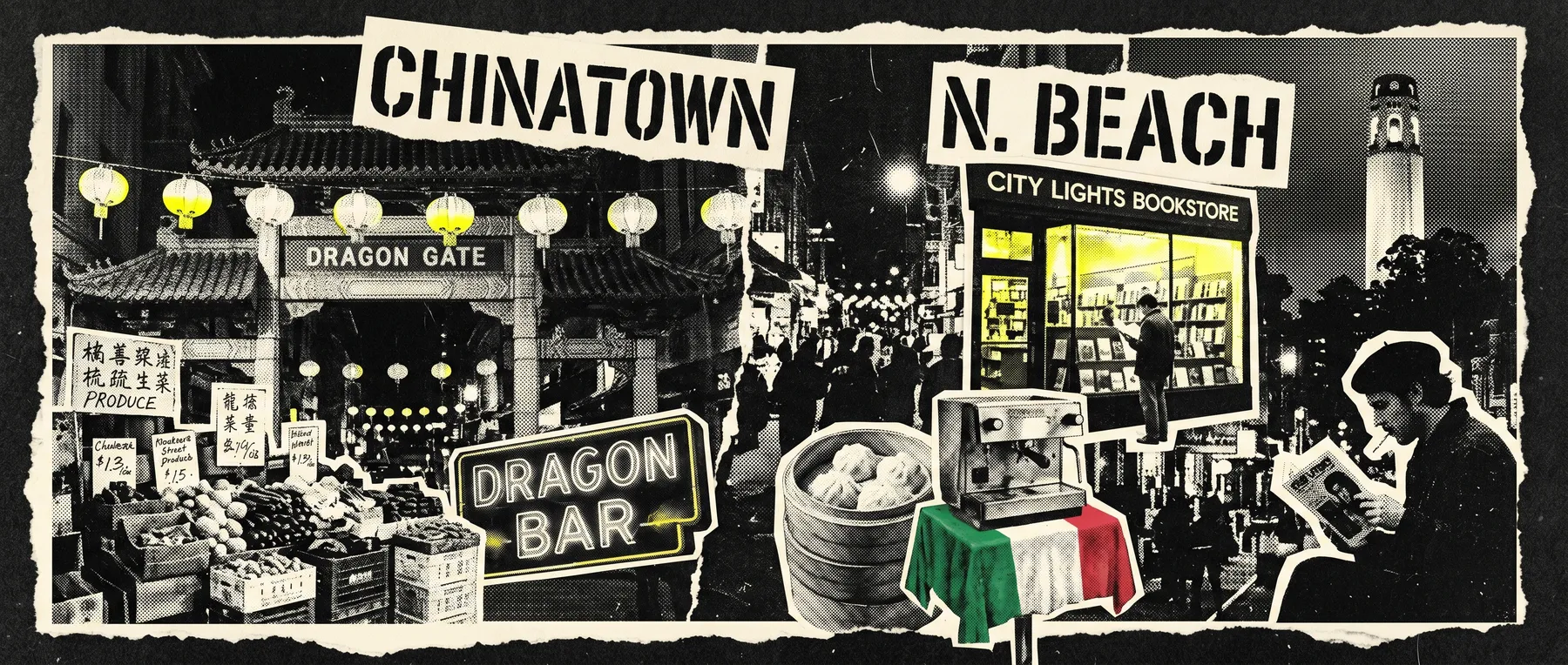 Chinatown/North Beach — late-night zine collage