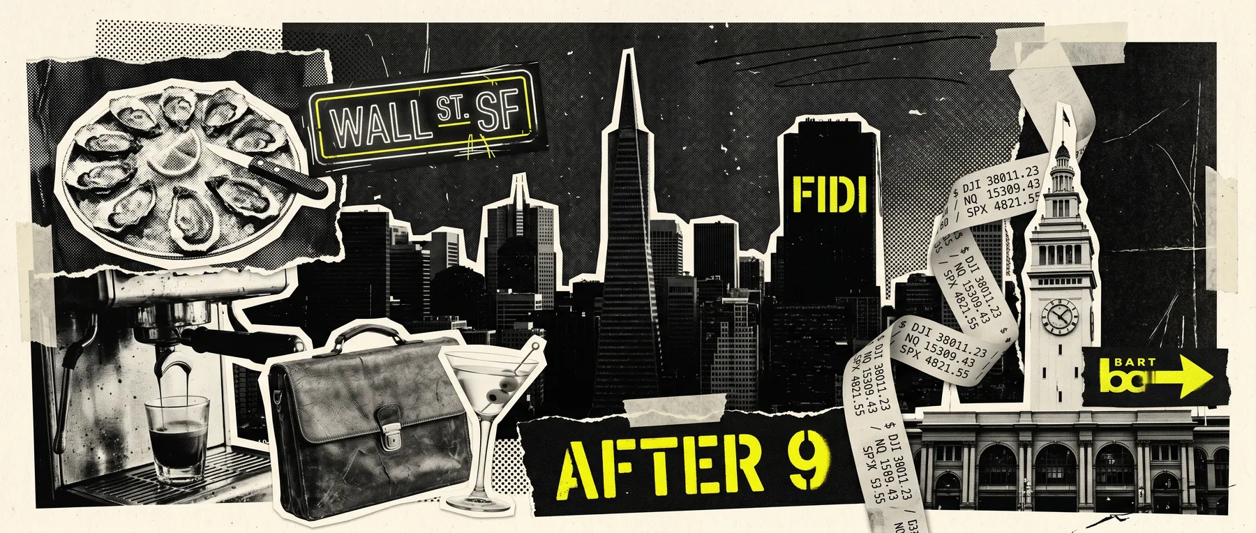 Financial District — late-night zine collage
