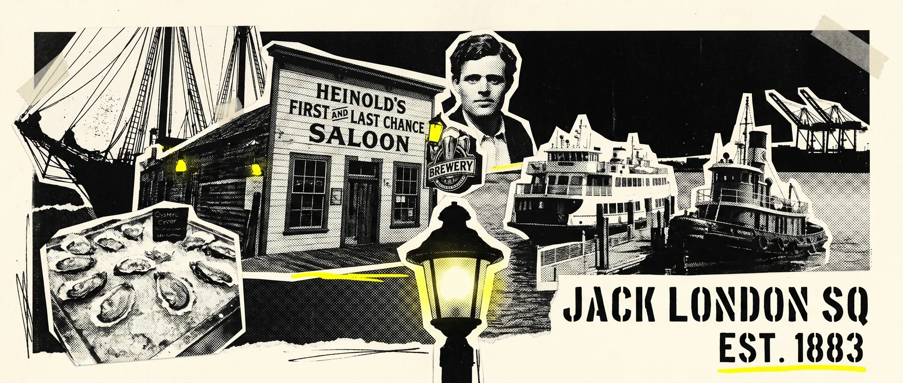 Jack London Square — late-night zine collage