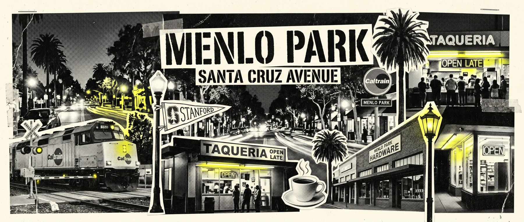 Menlo Park — late-night zine collage