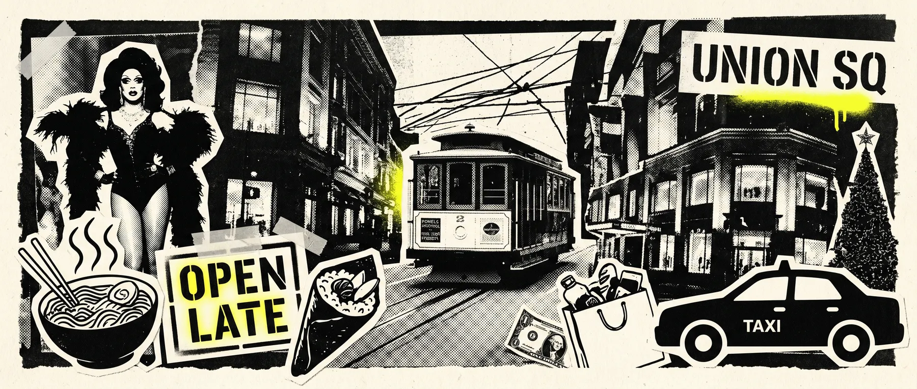 Union Square — late-night zine collage