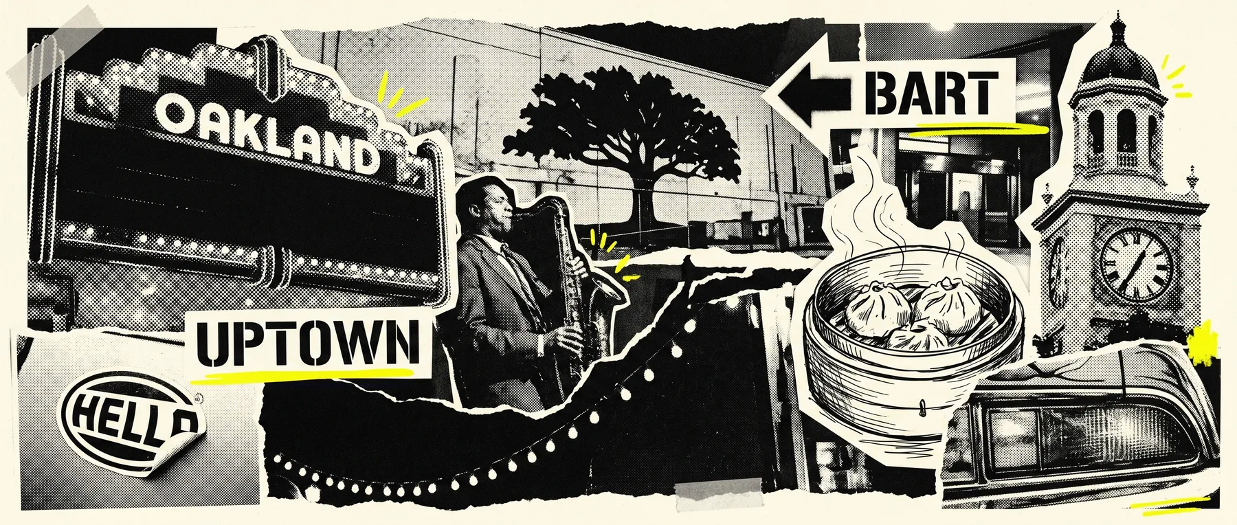 Uptown Oakland — late-night zine collage