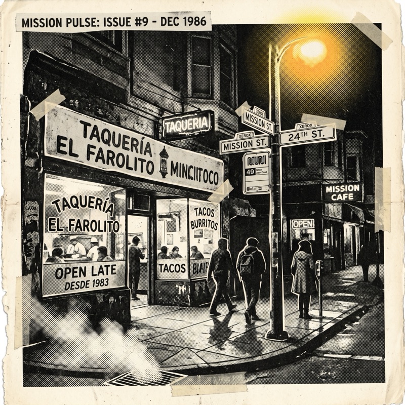 Taquería El Farolito — the corner at midnight