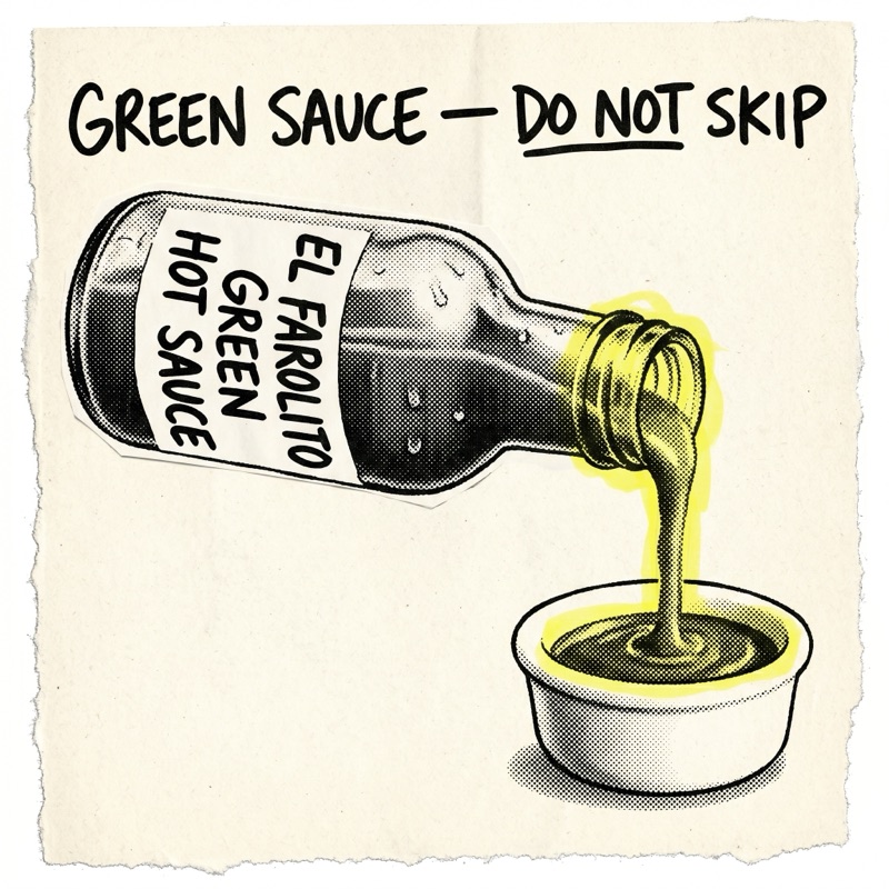 Taquería El Farolito — green hot sauce