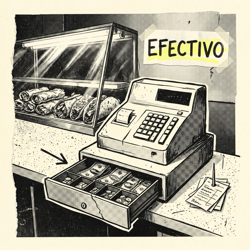 Taquería El Farolito — cash register · counter