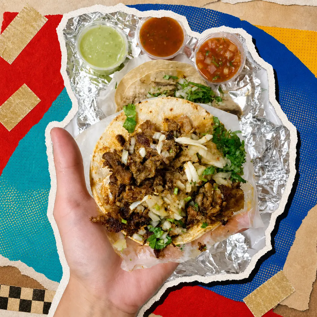 Taquería El Farolito — al pastor tacos · salsas