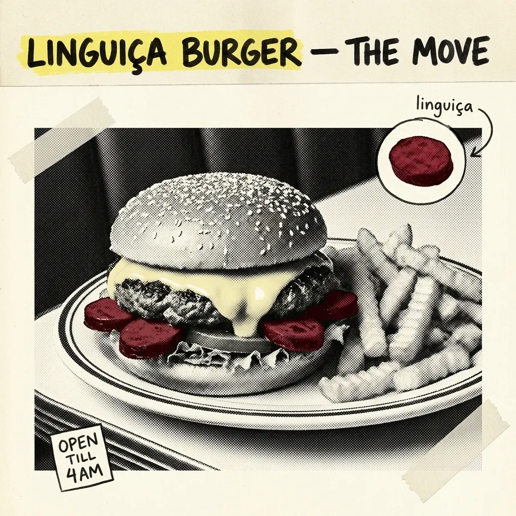 Grubstake Diner — linguiça burger w/ portuguese fries